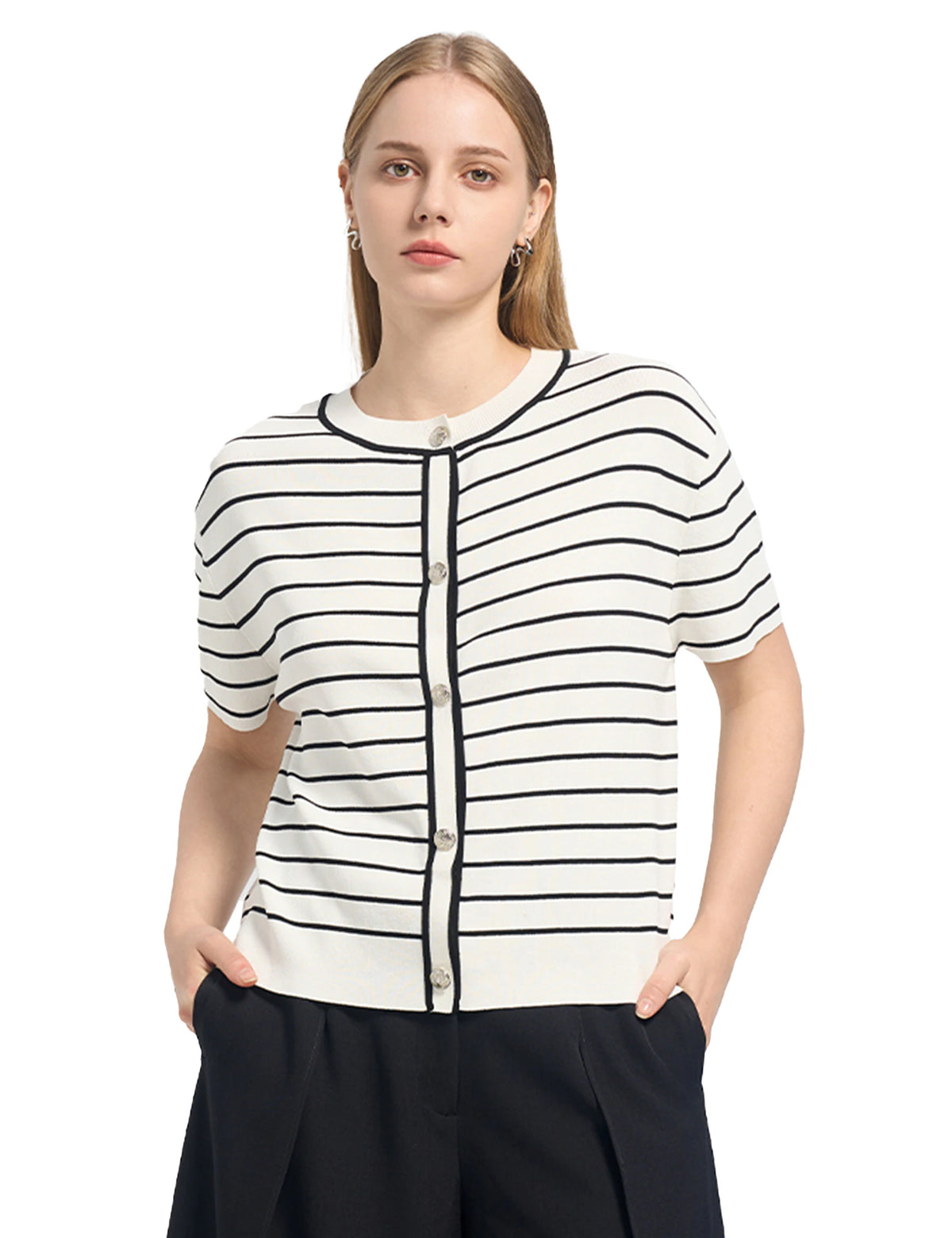 The Striped Button-Down Knit